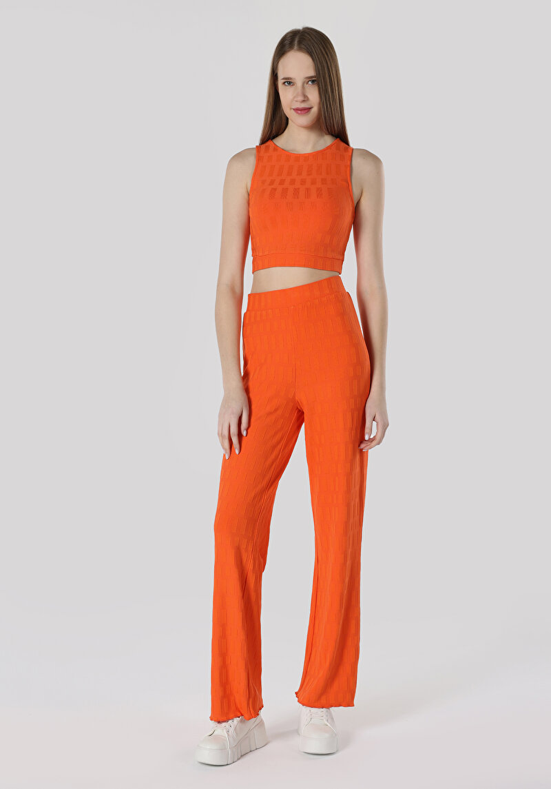 Imagine a Pantaloni De Trening De Dama Portocaliu Slim Fit Cl1063351