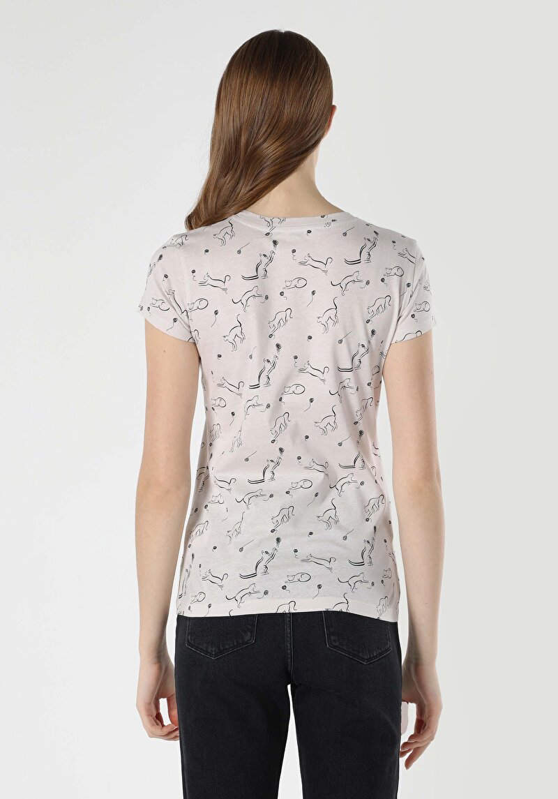 Imagine a Tricou Cu Maneca Scurta De Dama Bej Slim Fit Cl1063445