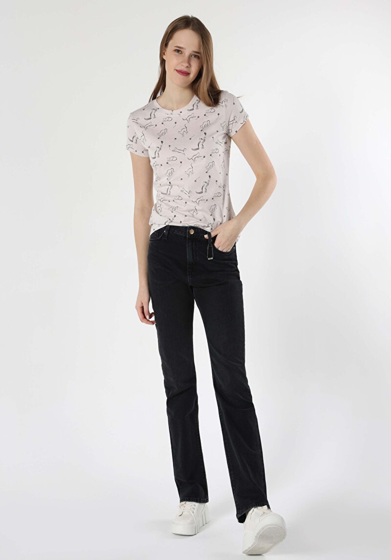 Afișați detalii pentru Tricou Cu Maneca Scurta De Dama Bej Slim Fit  Cl1063445