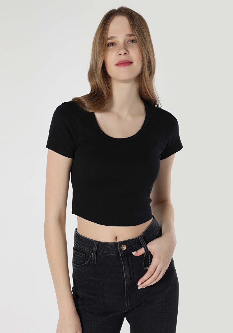 Imagine a Tricou Cu Maneca Scurta De Dama Negru Slim Fit  Cl1063461