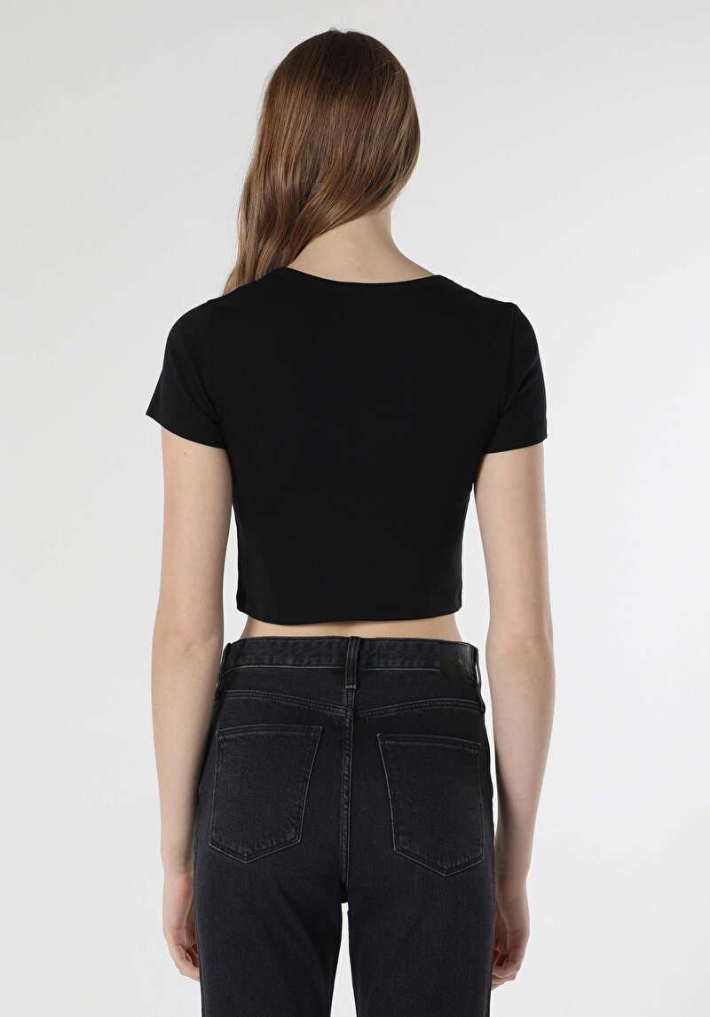 Imagine a Tricou Cu Maneca Scurta De Dama Negru Slim Fit  Cl1063461