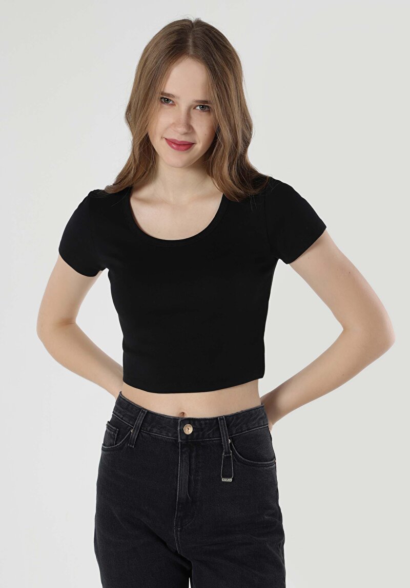 Imagine a Tricou Cu Maneca Scurta De Dama Negru Slim Fit  Cl1063461