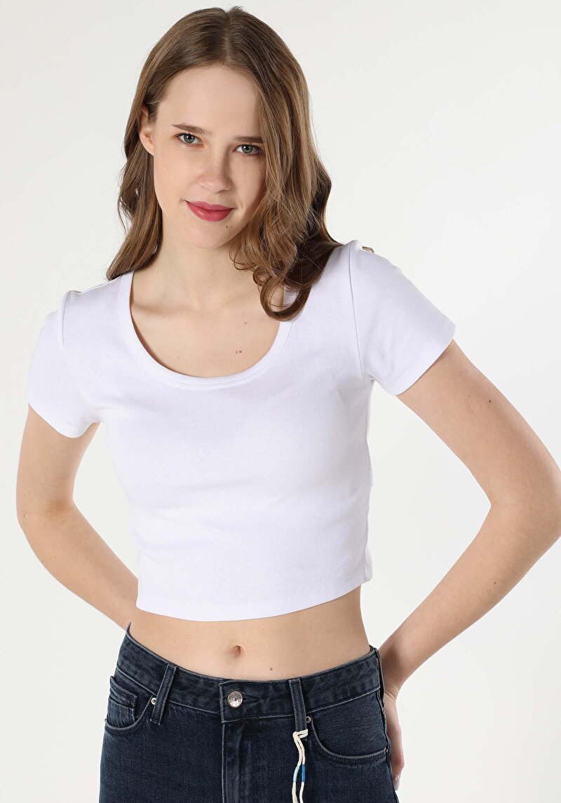 Afișați detalii pentru Tricou Cu Maneca Scurta De Dama Alb Slim Fit  Cl1063461