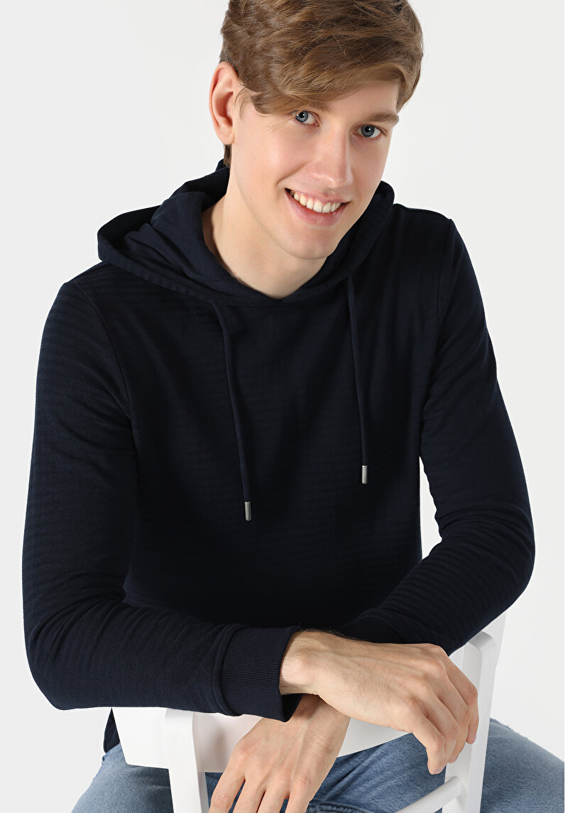 Imagine a Tricou Cu Maneca Lunga De Barbati Albastru Marin   Cl1061693