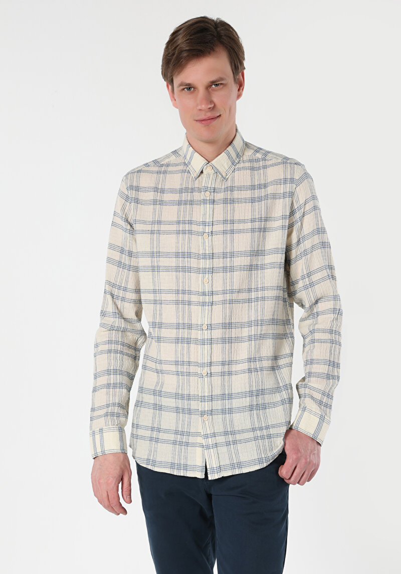 Imagine a Camasa Cu Maneca Lunga De Barbati Alb Regular Fit  Cl1063186