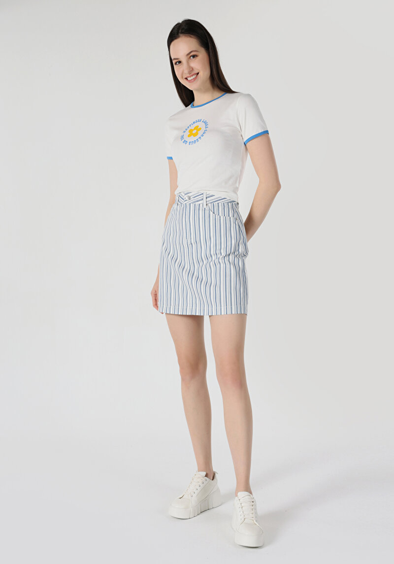 Imagine a Tricou Cu Maneca Scurta De Dama Alb Slim Fit Cl1063297