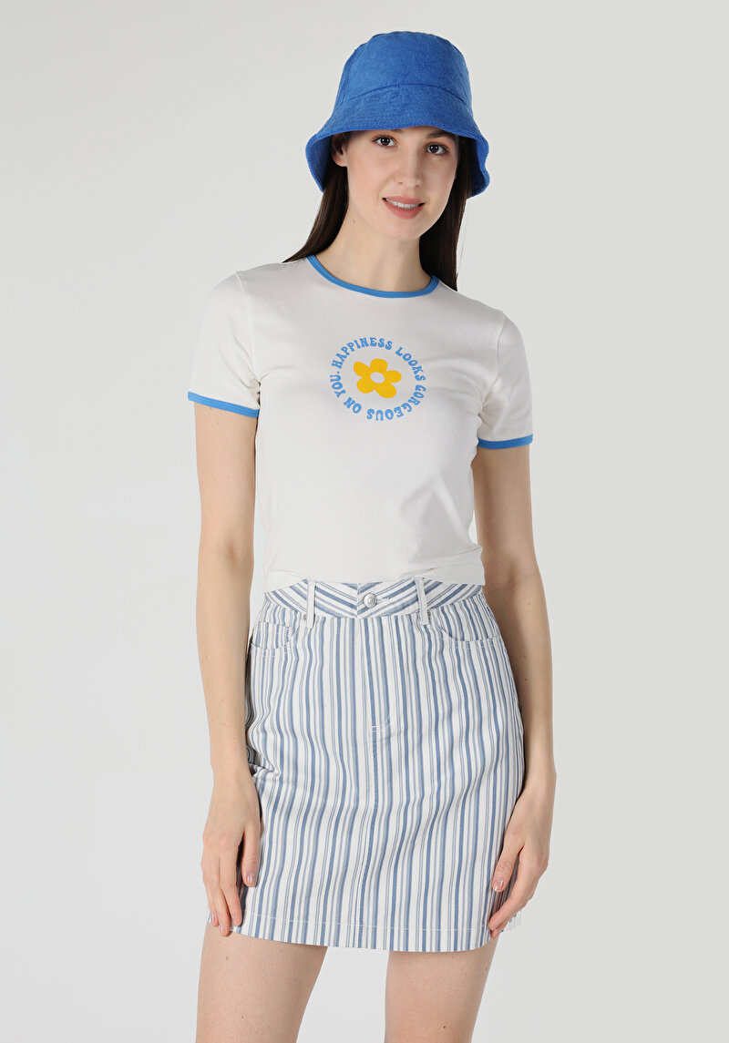 Imagine a Tricou Cu Maneca Scurta De Dama Alb Slim Fit Cl1063297