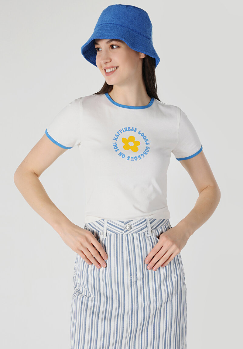 Afișați detalii pentru Tricou Cu Maneca Scurta De Dama Alb Slim Fit  Cl1063297