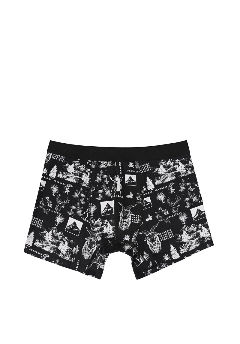 Imagine a Boxer Negru Pentru Bărbați Cu İmprimeu Modern Fit