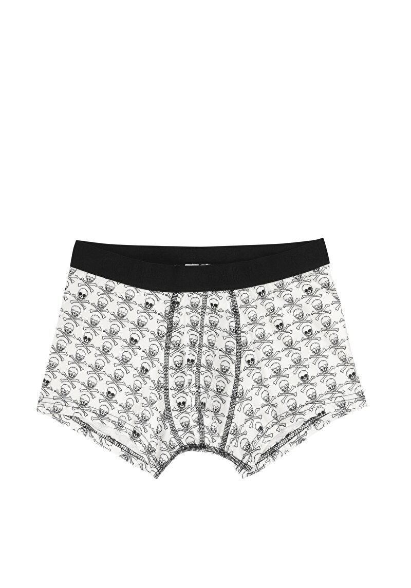 Imagine a Boxer Alb Pentru Bărbați Cu İmprimeu Modern Fit