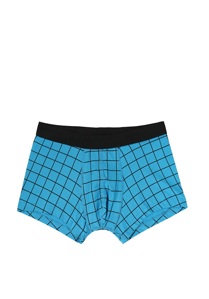 Imagine a Boxer Albastru Pentru Bărbați Cu İmprimeu Modern Fit