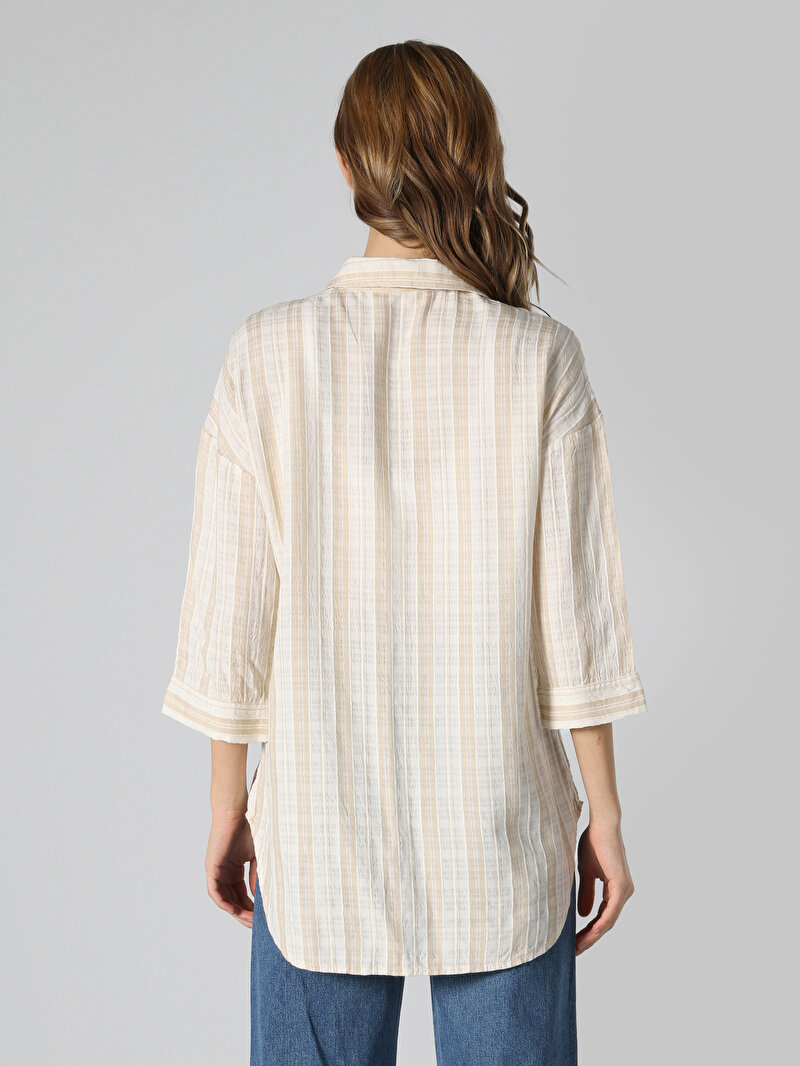 Imagine a Camasa Cu Maneca Lunga De Dama Bej Regular Fit Cl1062469