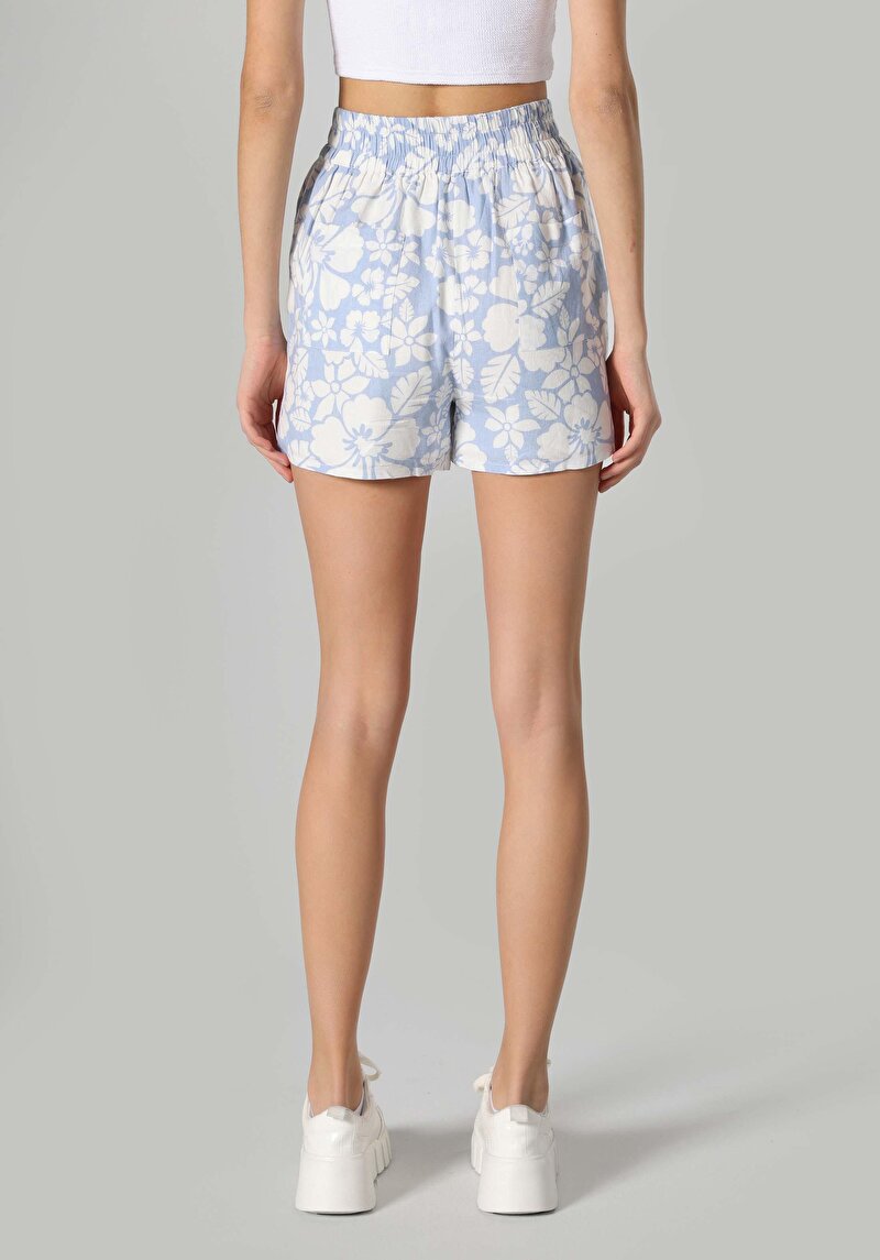 Imagine a Regular Fit Talie Înaltă Pantaloni Scurți Albaștri Pentru Femei