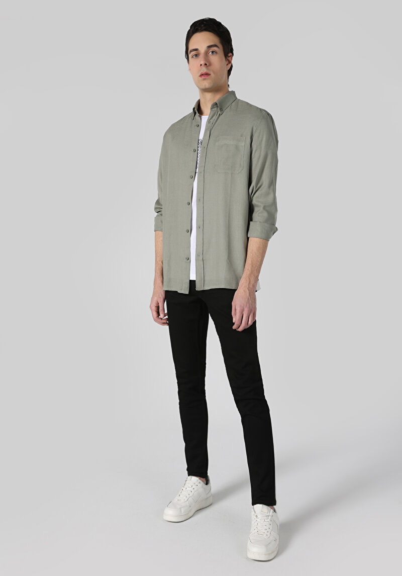 Afișați detalii pentru Camasa Cu Maneca Lunga De Barbati Kaki Regular Fit  Cl1062133