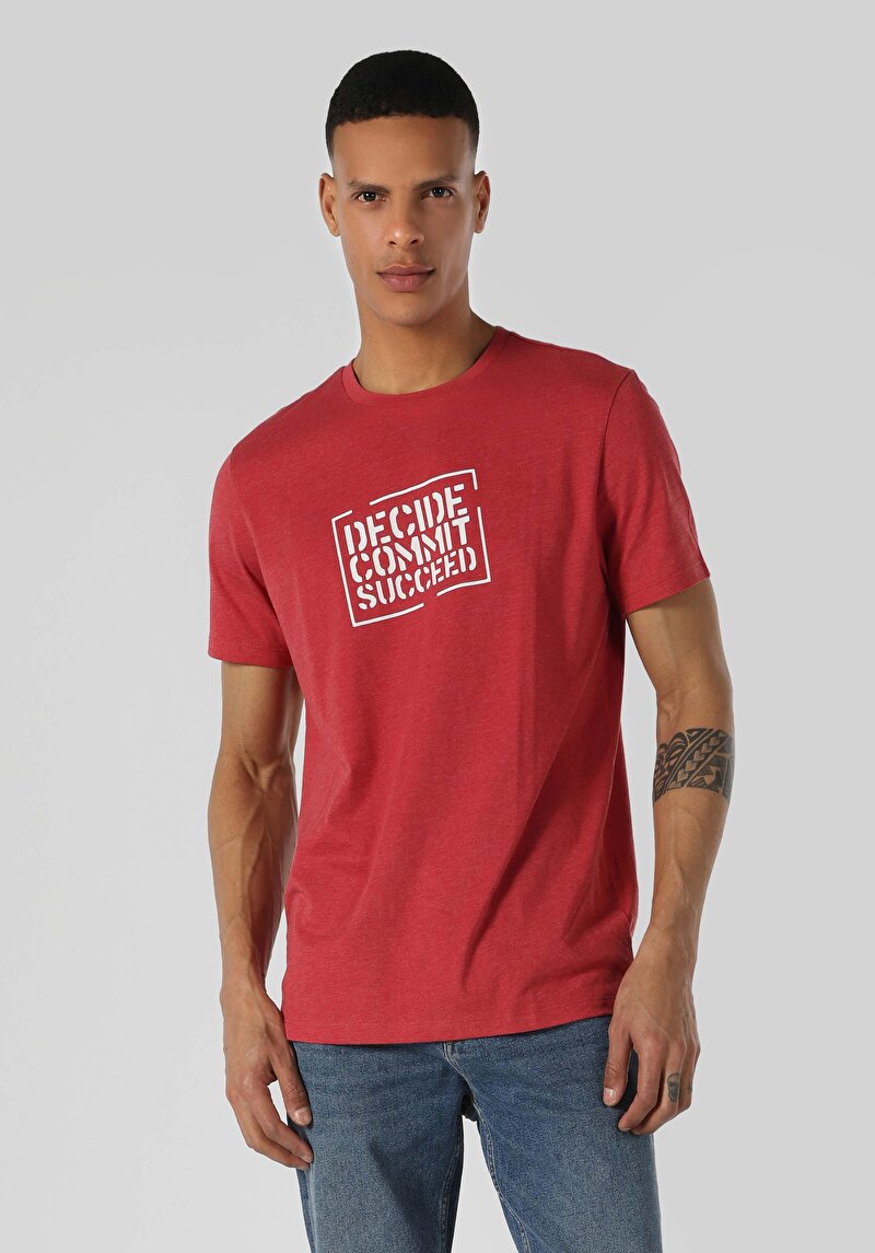 Imagine a Tricou Cu Maneca Scurta De Barbati Roşu Regular Fit  Cl1062497