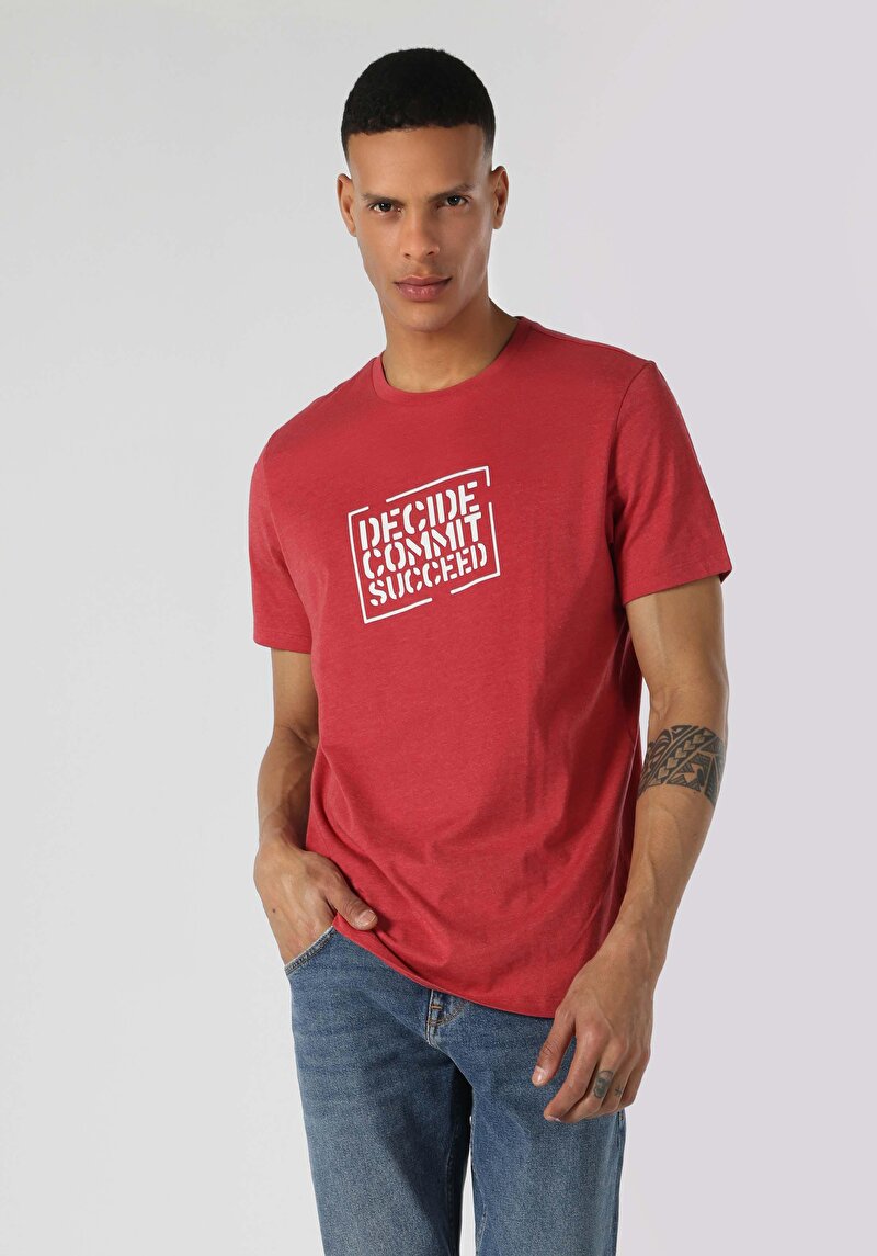 Afișați detalii pentru Tricou Cu Maneca Scurta De Barbati Roşu Regular Fit  Cl1062497