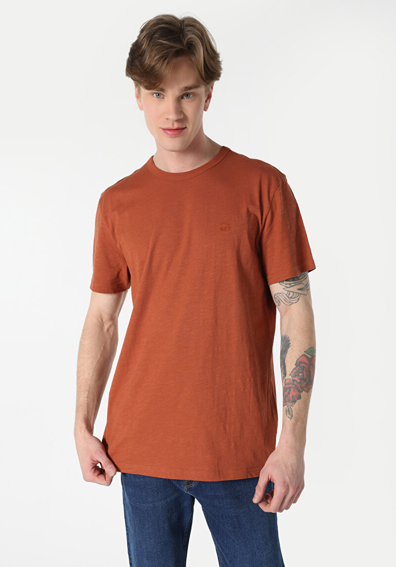 Imagine a Tricou Cu Maneca Scurta De Barbati Portocaliu Comfort Fit  Cl1062941