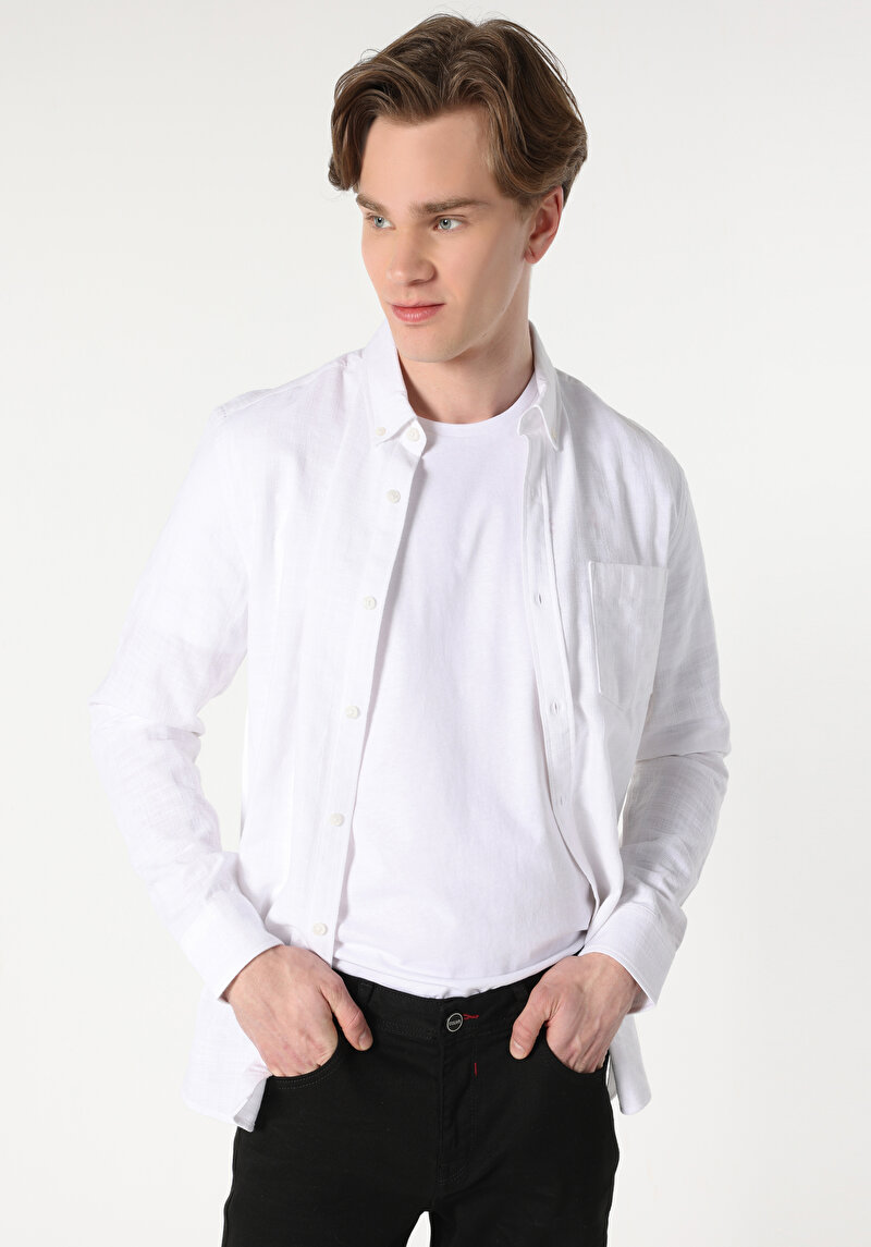 Afișați detalii pentru Camasa Cu Maneca Lunga De Barbati Alb Slim Fit  Cl1063192