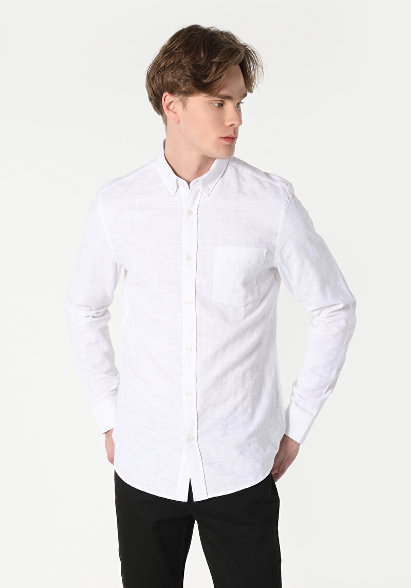 Afișați detalii pentru Camasa Cu Maneca Lunga De Barbati Alb Slim Fit  Cl1063192