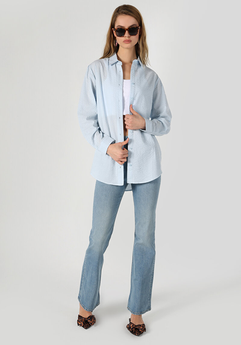 Afișați detalii pentru Camasa Cu Maneca Lunga De Dama Albastru Relaxed Fit  Cl1062916