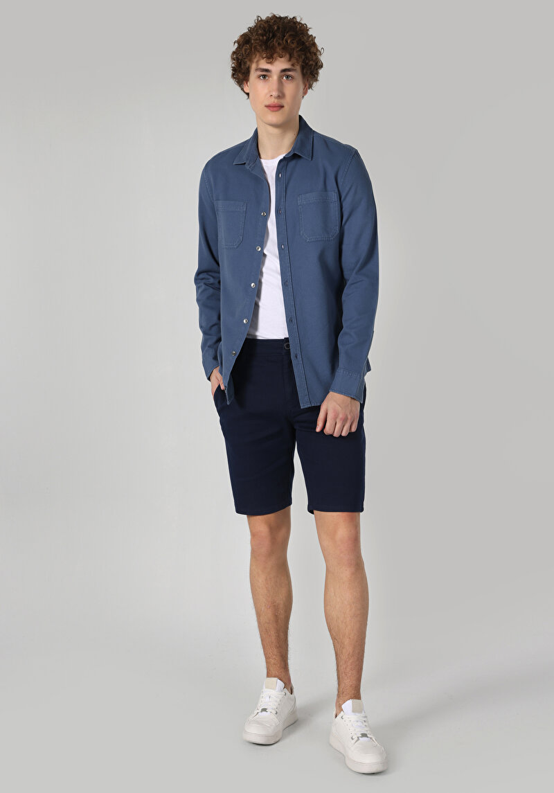 Afișați detalii pentru Camasa Cu Maneca Lunga De Barbati Albastru Slim Fit  Cl1062887