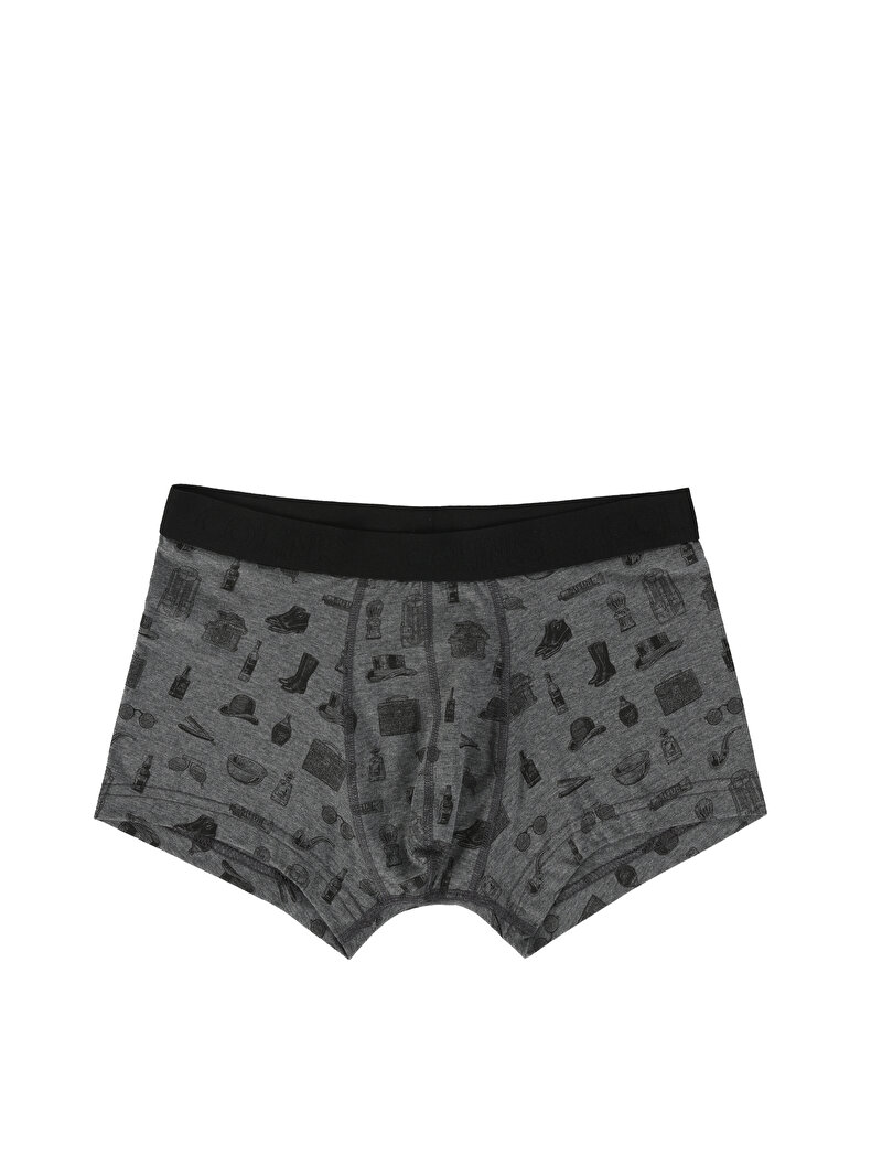 Imagine a Boxer Antracit Pentru Bărbați Cu İmprimeu Modern Fit