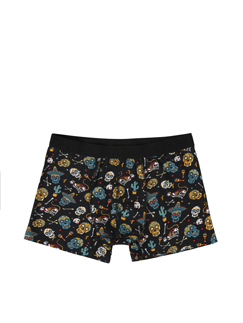 Imagine a Boxer Negru Pentru Bărbați Cu İmprimeu Modern Fit