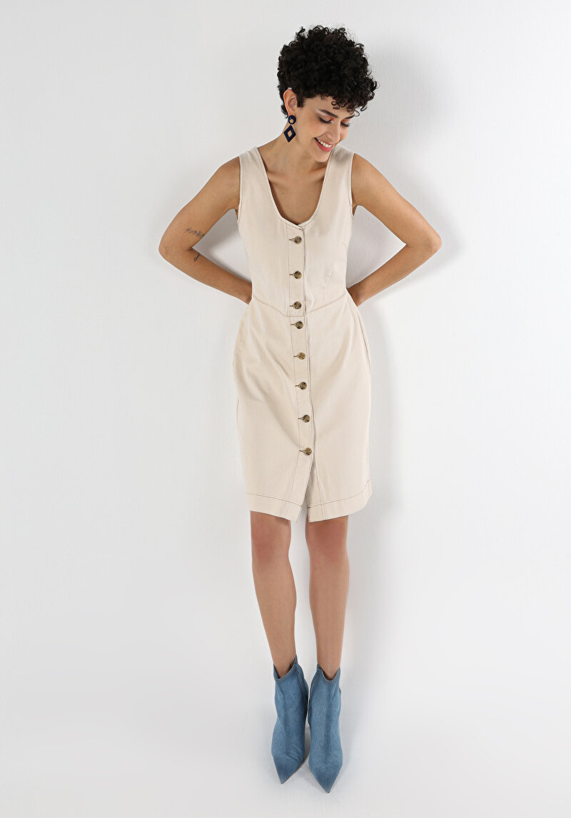 Imagine a Rochie Fără Mâneci Naturală Pentru Femei Slim Fit