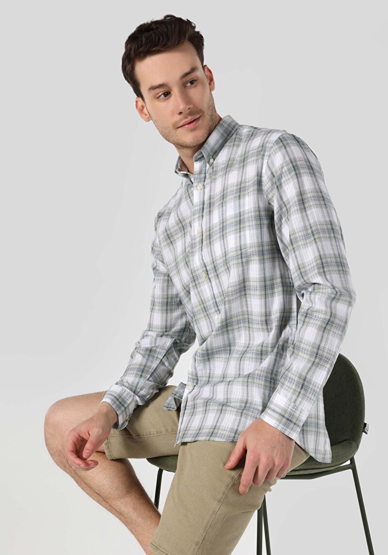 Imagine a Camasa Cu Maneca Lunga De Barbati Verde Regular Fit Cl1062856