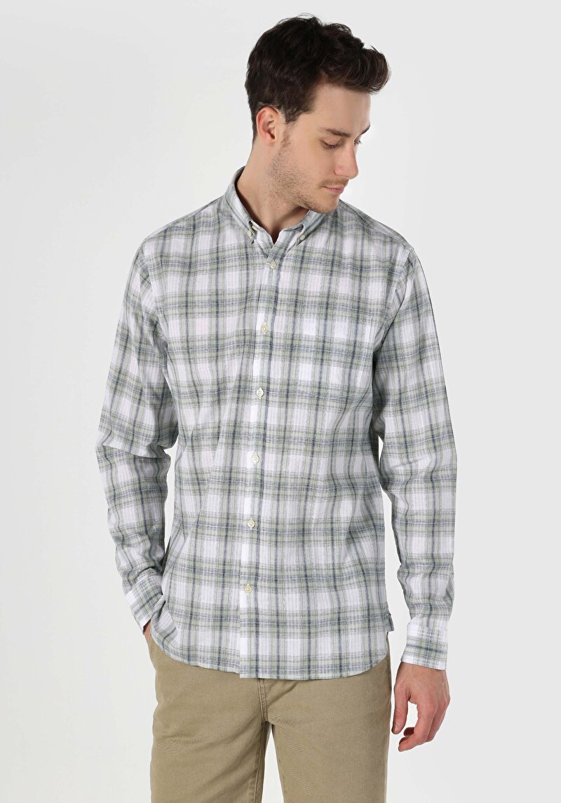 Afișați detalii pentru Camasa Cu Maneca Lunga De Barbati Verde Regular Fit  Cl1062856