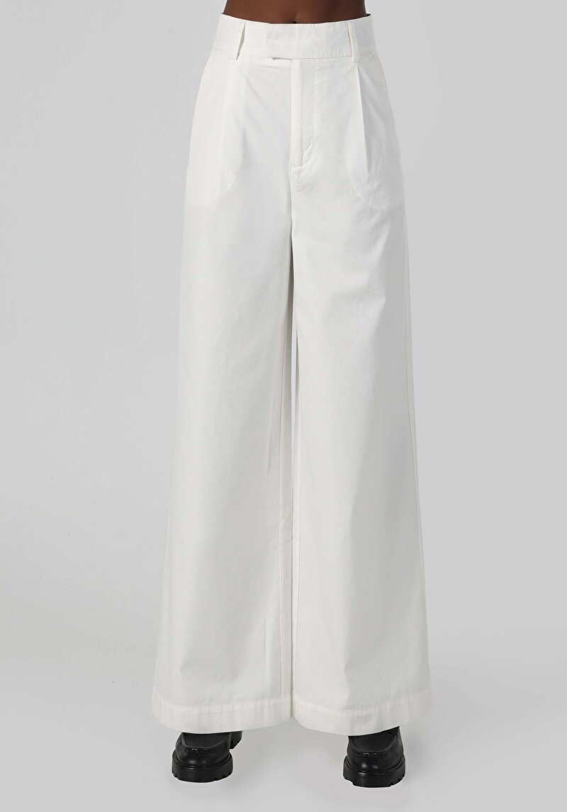 Imagine a Regular Fit Talie Talie Pantaloni Largi Pantaloni Albi Pentru Femei