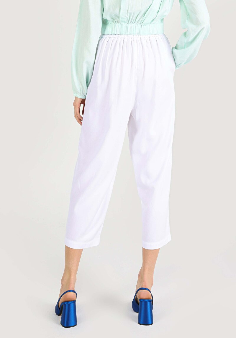 Afișați detalii pentru Regular Fit Talie Talie Pantaloni Largi Pantaloni Albi Pentru Femei