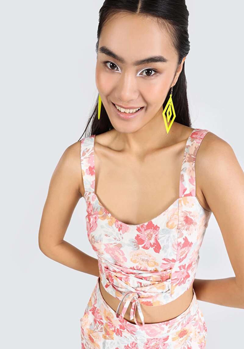 Imagine a Slim Fit V-Neck Floral Cămașă Fără Mâneci Multicolor Pentru Femei