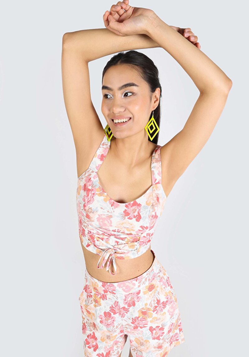 Imagine a Slim Fit V-Neck Floral Cămașă Fără Mâneci Multicolor Pentru Femei