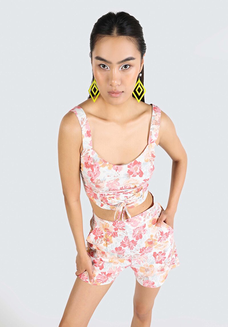 Imagine a Slim Fit V-Neck Floral Cămașă Fără Mâneci Multicolor Pentru Femei