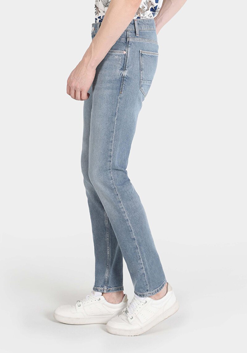 Afișați detalii pentru Slim Fit Talie Joasă Picior Îngust Blugi İndigo Pentru Bărbați