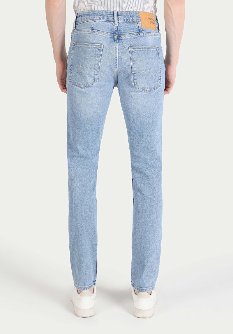 Afișați detalii pentru Blugi İndigo Pentru Bărbați Cu Talie Dreaptă Cu Talie Dreaptă