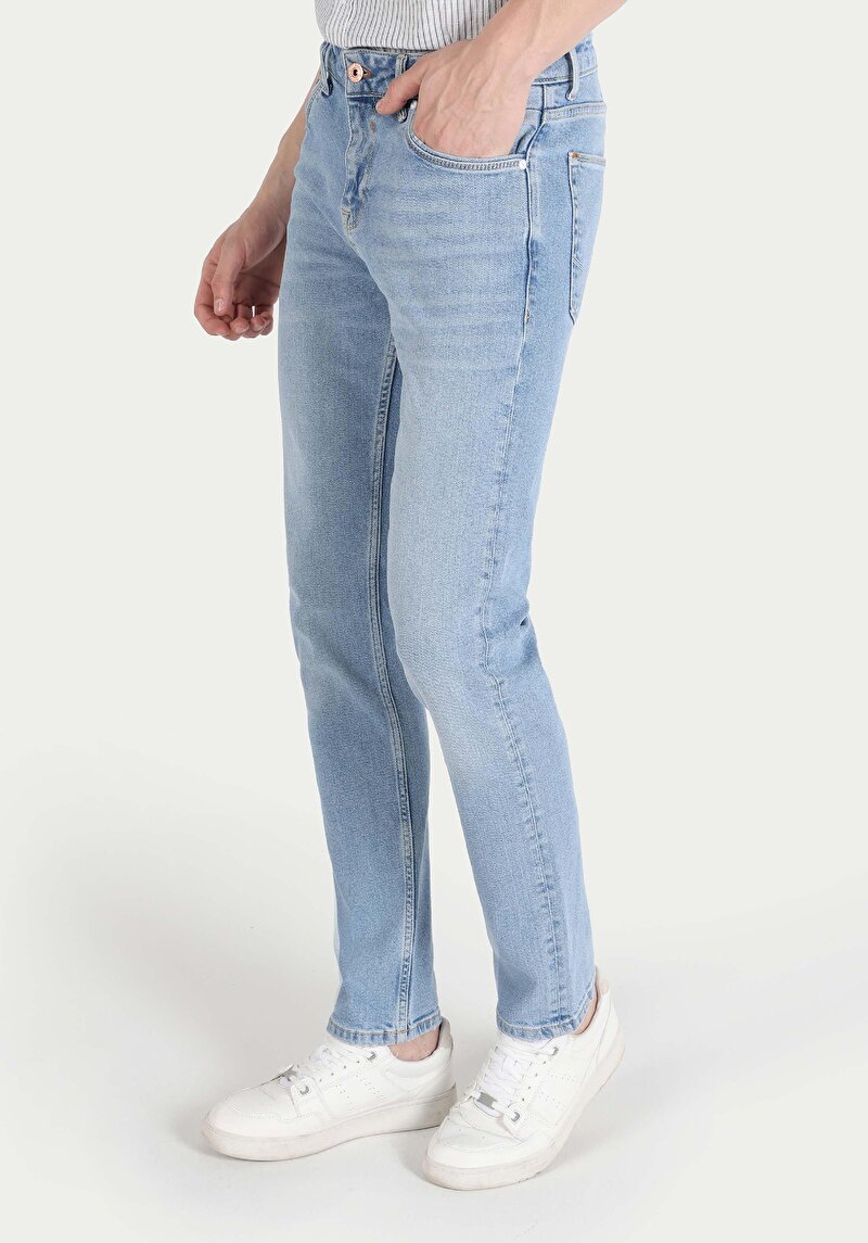 Afișați detalii pentru Blugi İndigo Pentru Bărbați Cu Talie Dreaptă Cu Talie Dreaptă