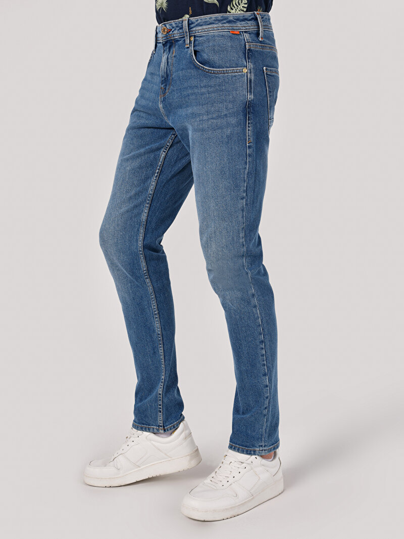 Afișați detalii pentru Pantaloni De Barbati Albastru Straight Fit 044 Karl Cl1064086