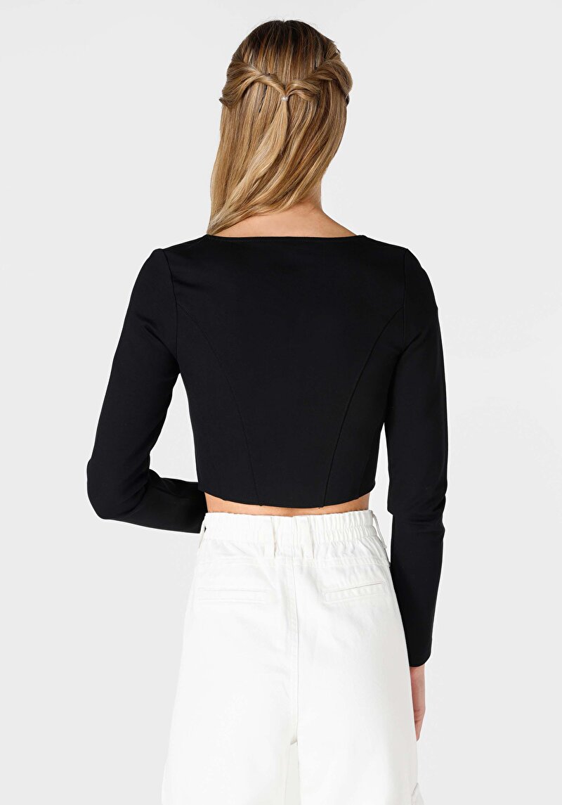 Afișați detalii pentru Tricou Cu Maneca Lunga De Dama Negru Slim Fit  Cl1065169