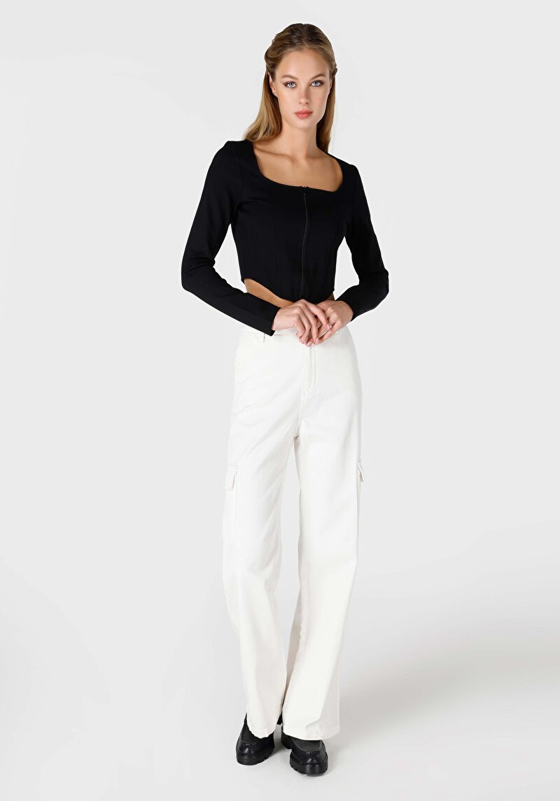 Imagine a Tricou Cu Maneca Lunga De Dama Negru Slim Fit Cl1065169