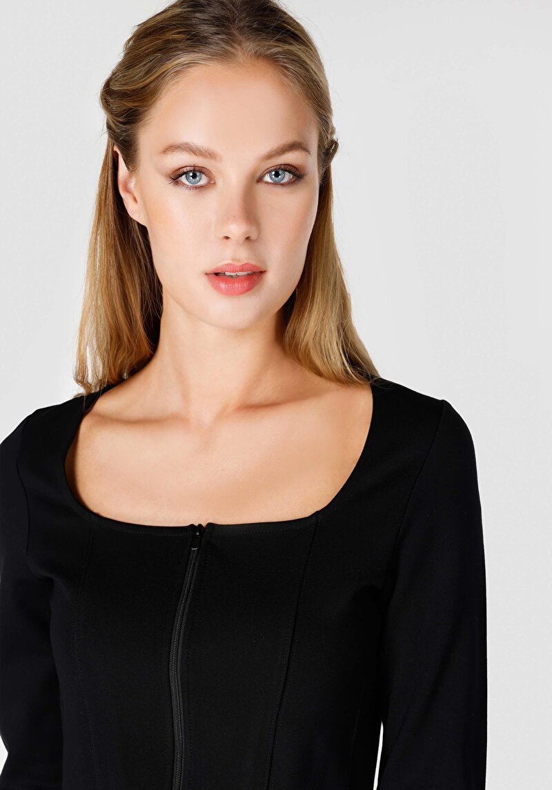 Afișați detalii pentru Tricou Cu Maneca Lunga De Dama Negru Slim Fit  Cl1065169