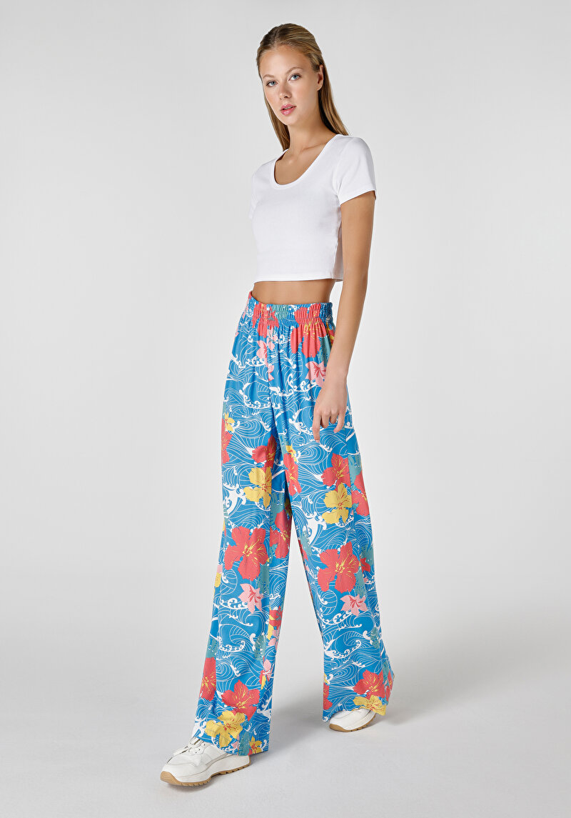 Imagine a Regular Fit Talie Talie Picior Larg Pantaloni Multicolor Pentru Femei