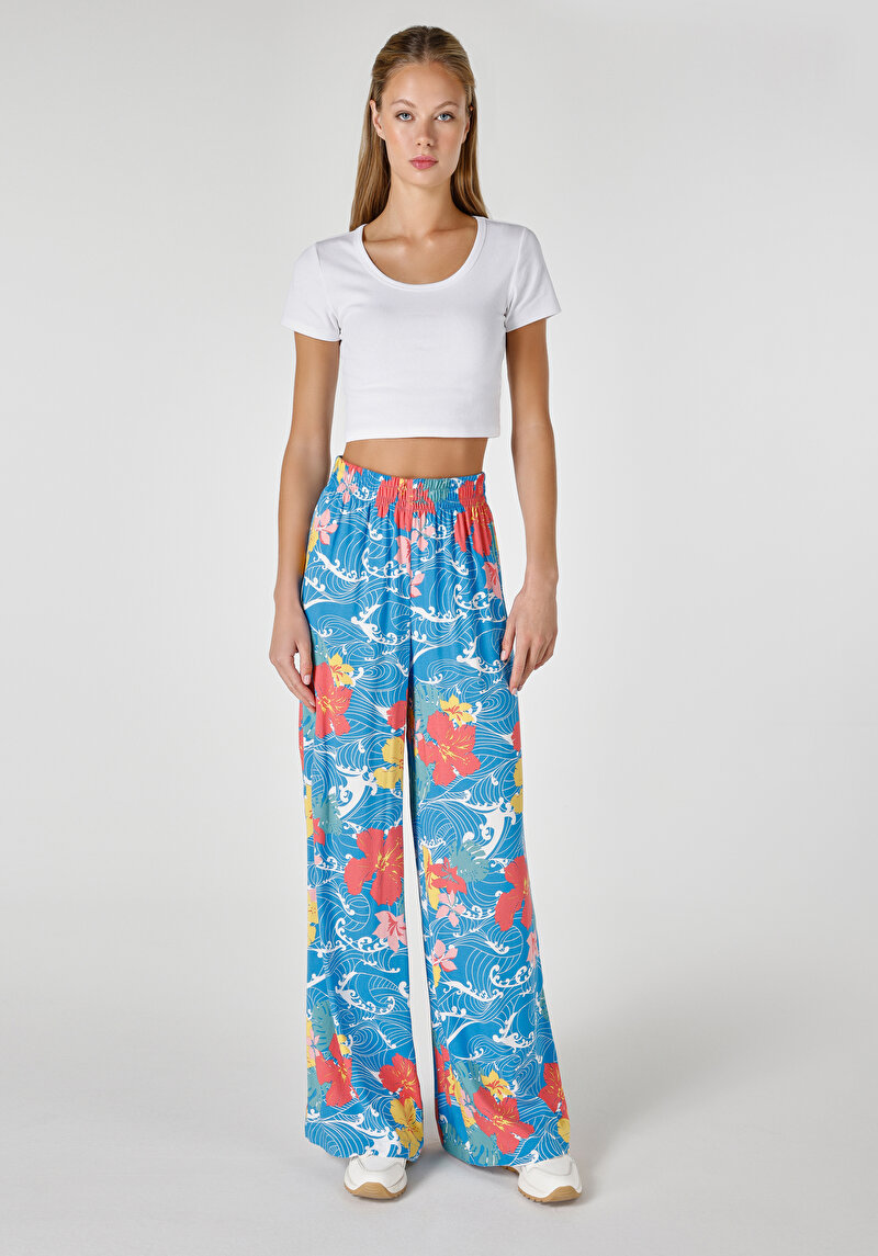 Imagine a Regular Fit Talie Talie Picior Larg Pantaloni Multicolor Pentru Femei