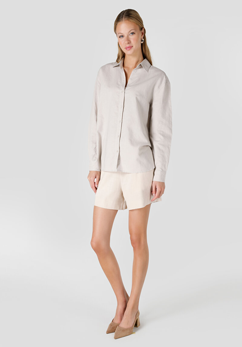 Afișați detalii pentru Camasa Cu Maneca Lunga De Dama Bej Regular Fit  Cl1063415