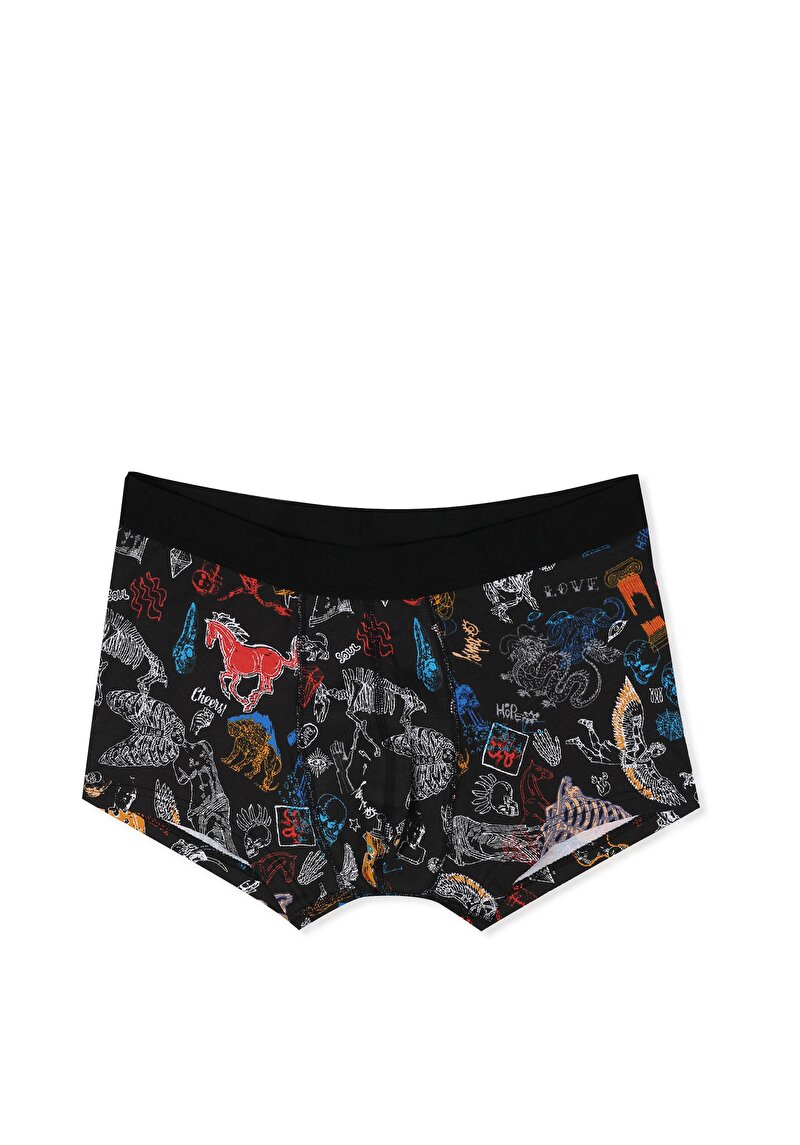 Imagine a Boxer Negru Pentru Bărbați Cu İmprimeu Modern Fit