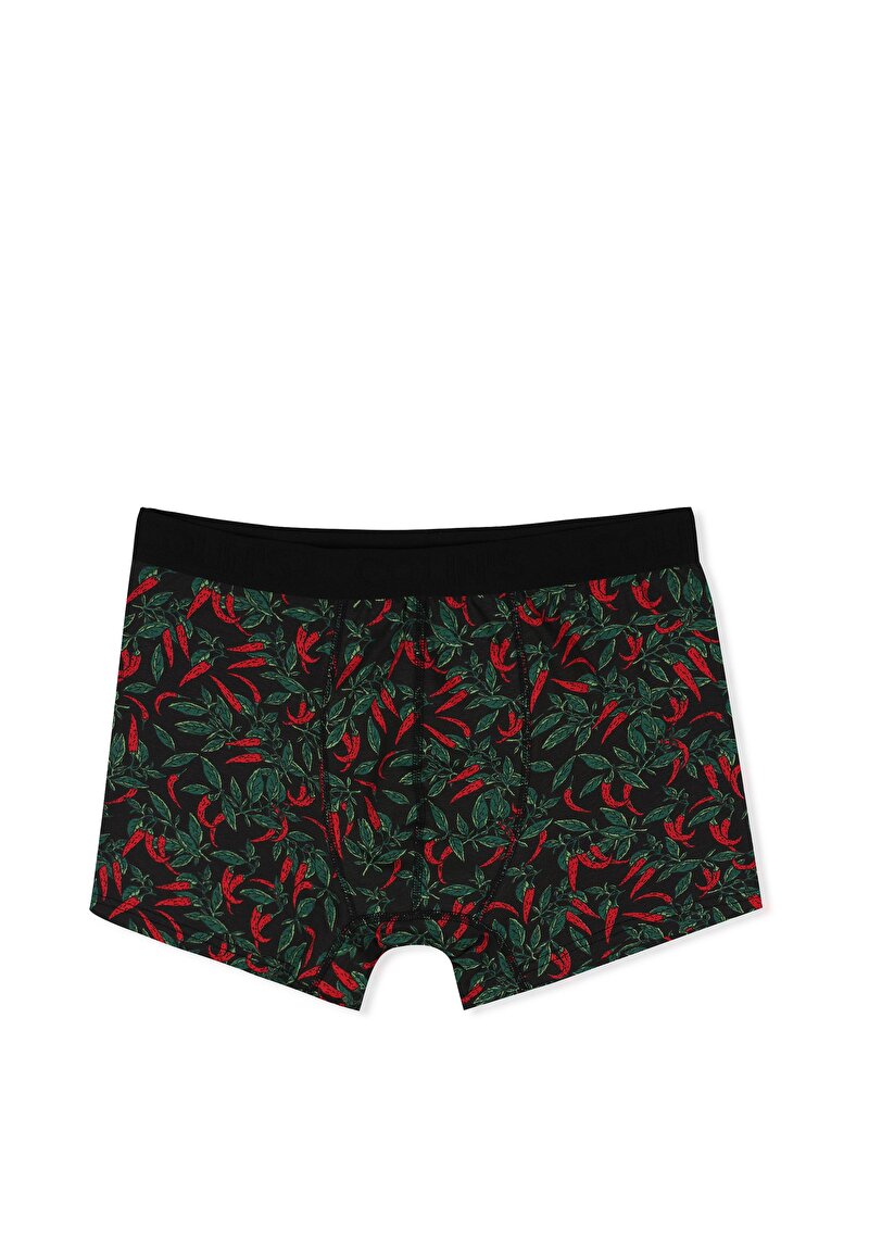 Imagine a Boxer Negru Pentru Bărbați Cu İmprimeu Modern Fit