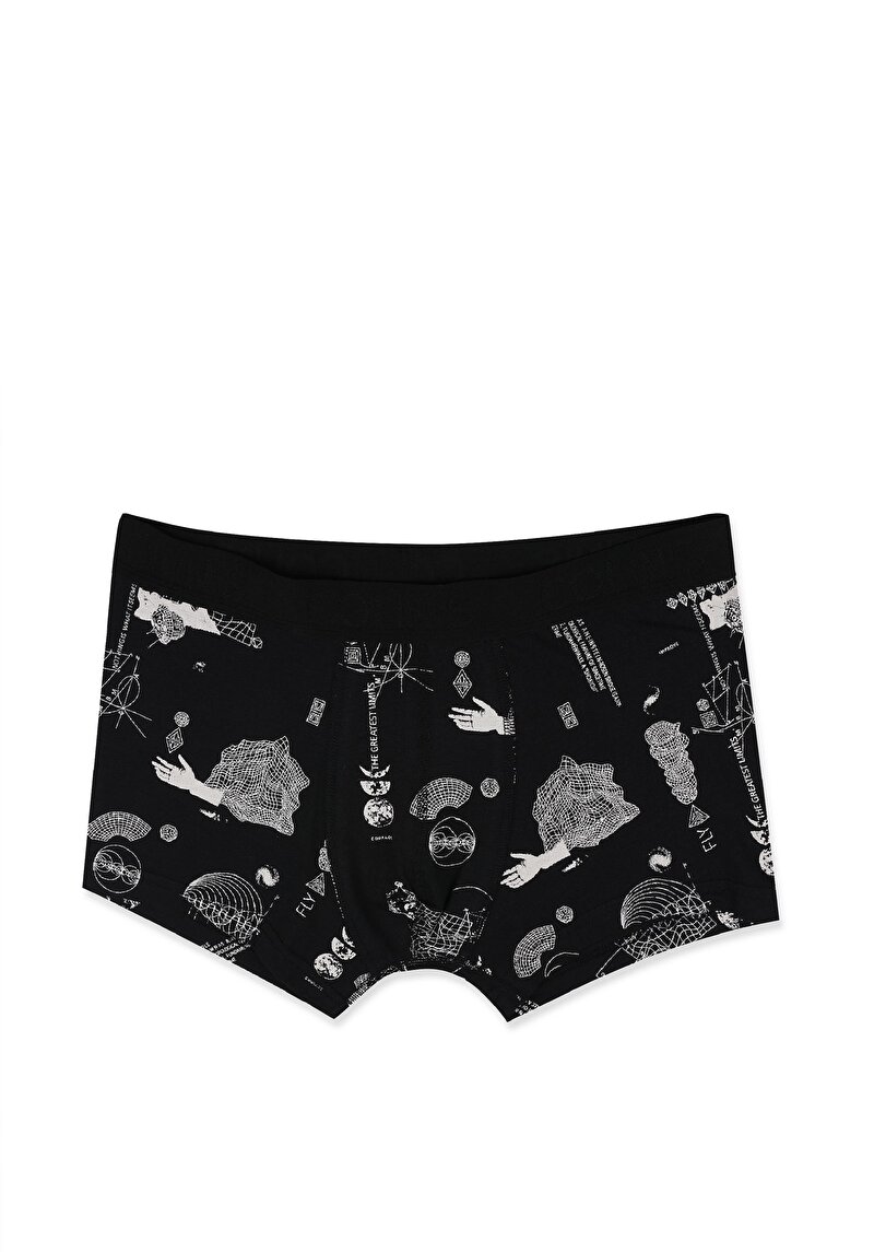 Imagine a Boxer Negru Pentru Bărbați Cu İmprimeu Modern Fit