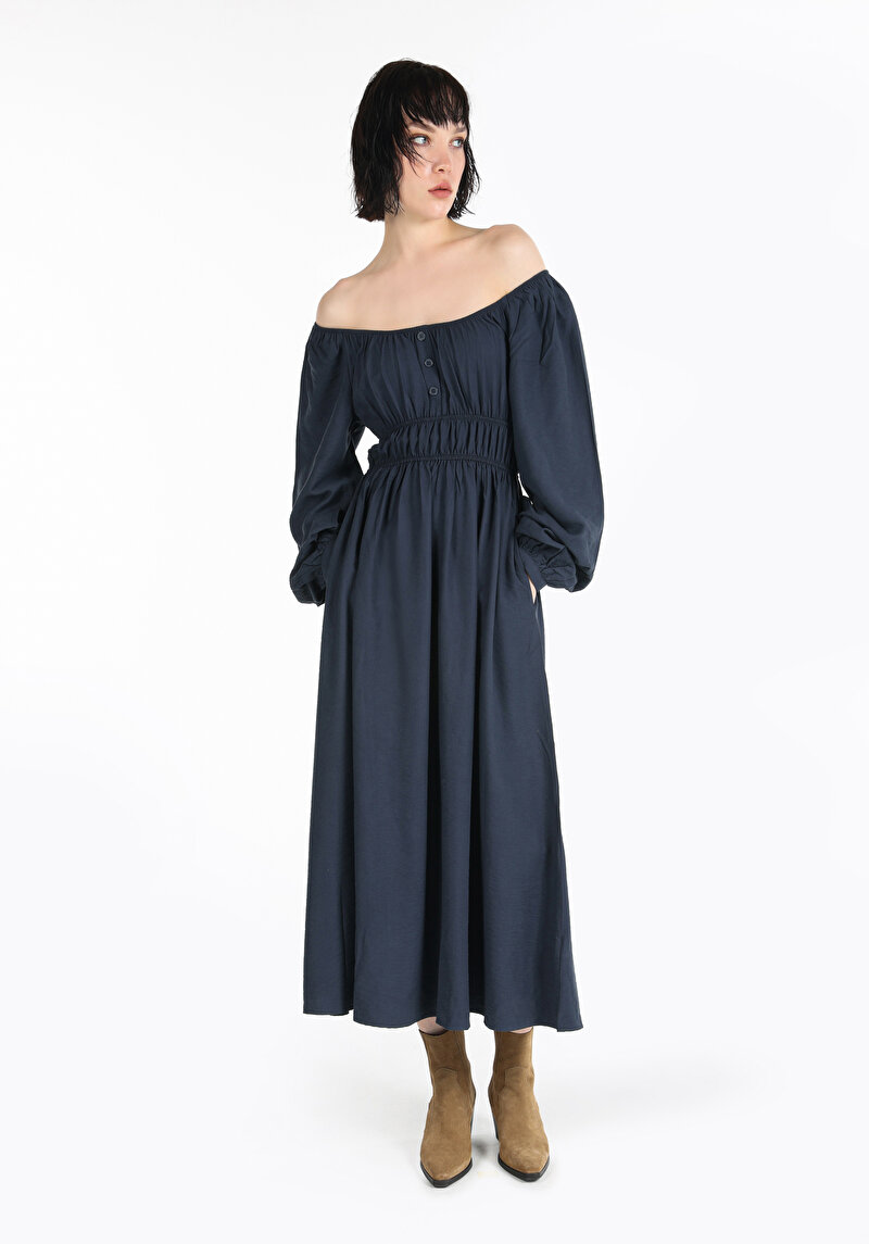 Imagine a Rochie Bleumarin Pentru Femei Regular Fit