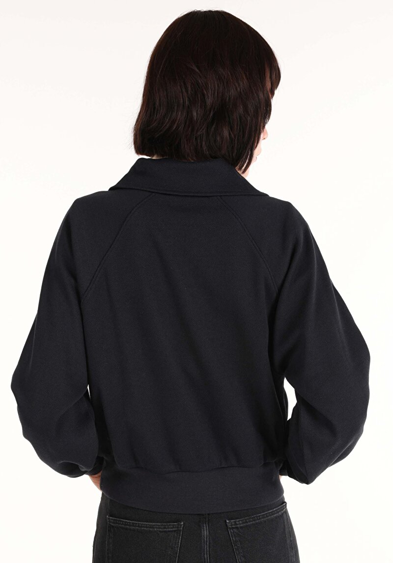 Imagine a Tricou Cu Maneca Lunga De Dama Albastru Marin Regular Fit Cl1065634